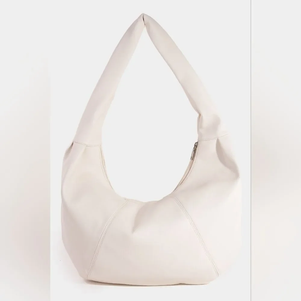 Fame USA Panel Stitch Crescent Leather Shoulder Bag